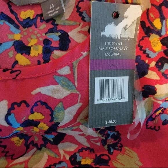 Sharagano pink floral top with puffy sleeves - Picture 5 of 6